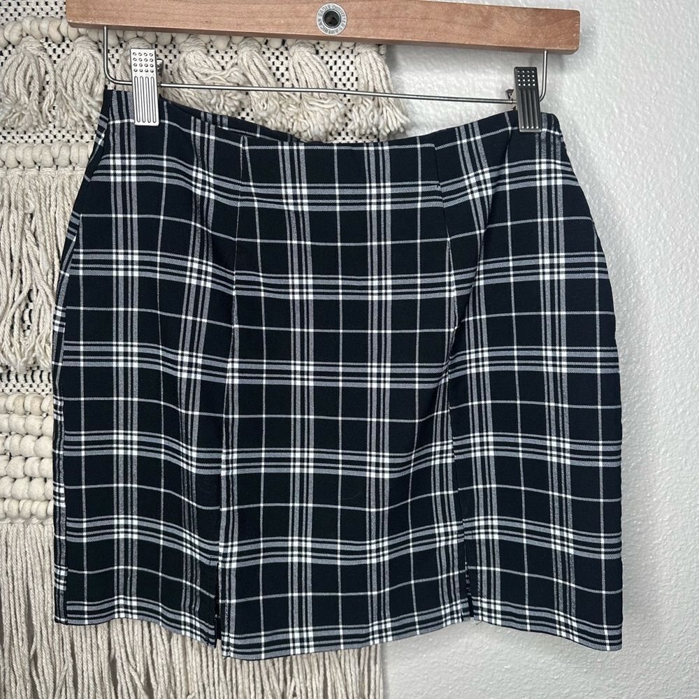 Streetwear Society Black and White Plaid Skirt